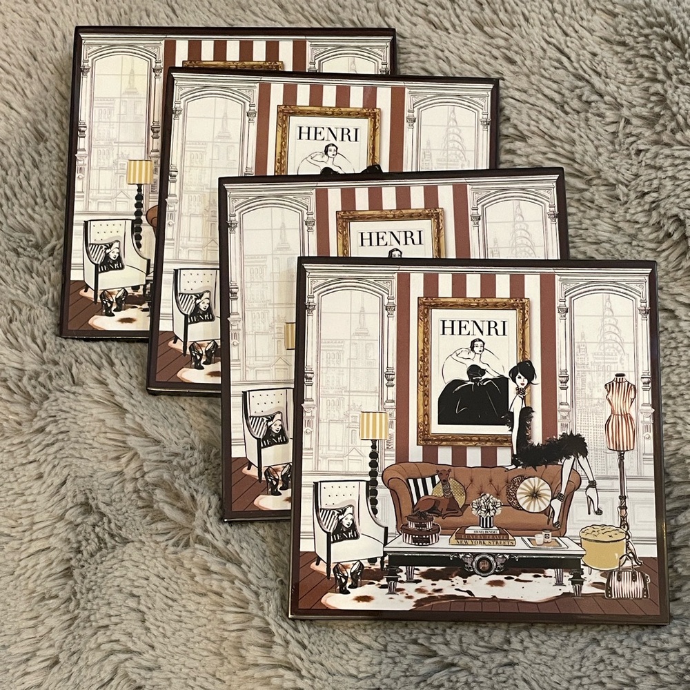 HENRI BENDEL Megan Hess Bendel Girl Coaster Set of 4 | Like New